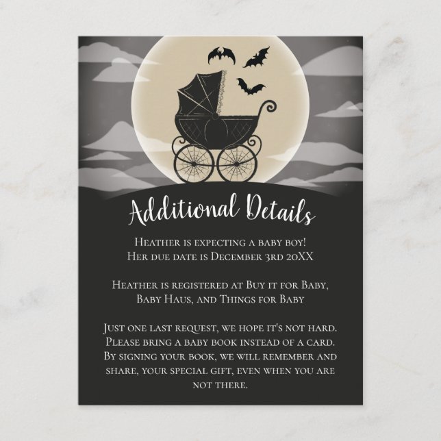 Gothic Baby Shower Halloween Carriage Begleitkarte (Vorderseite)
