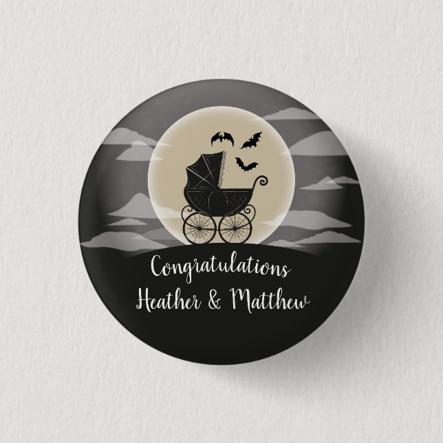 Gothic Baby Shower Halloween Carriage Button (Vorderseite)