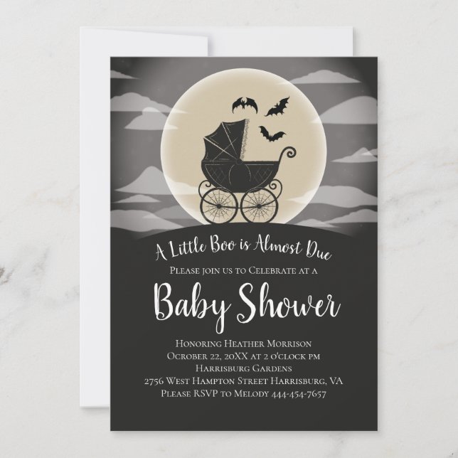 Gothic Baby Shower Halloween Carriage Einladung (Vorderseite)