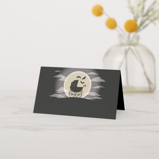 Gothic Baby Shower Halloween Carriage Platzkarte (Vorderseite)