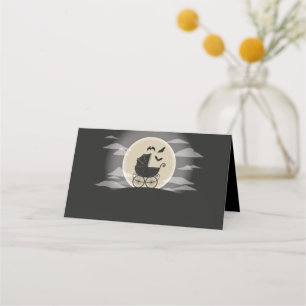 Gothic Baby Shower Halloween Carriage Platzkarte