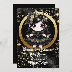 Gothic Baby Shower Niedlich Girl Moonlight Lullabi Einladung