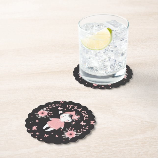 Gothic Baby Shower Pink Black Untersetzer (Vor Ort)