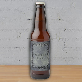 Gothic Barbed black Branch Frame Glowing Grey Bierflaschenetikett