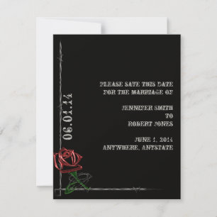 Gothic Barbed Wire und Rose Save the Date Karte