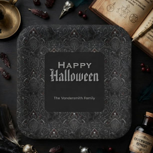Gothic Barock Onyx Rabe Halloween Dekoration Pappteller