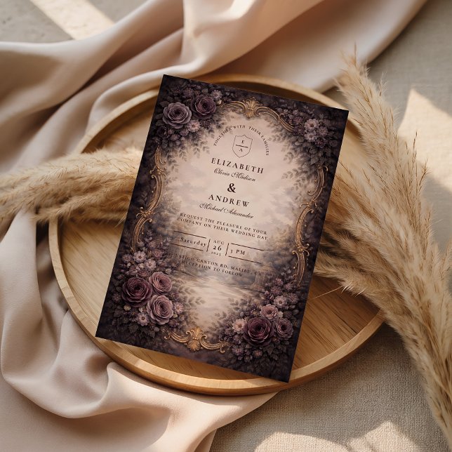 Gothic Baroque Rose Wedding Einladung (Von Creator hochgeladen)