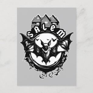 Gothic Bat and Salem Hexenhaus Postkarte
