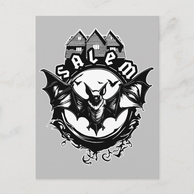 Gothic Bat and Salem Hexenhaus Postkarte (Vorderseite)