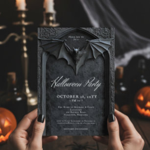 Gothic Bat Grabstein Halloween-Party Einladung