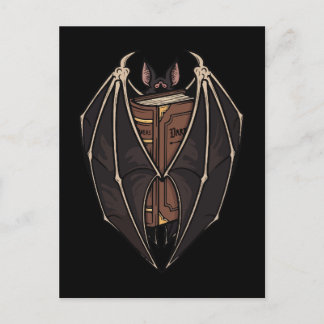 Gothic Bat Reading Dark Spell Book Postkarte