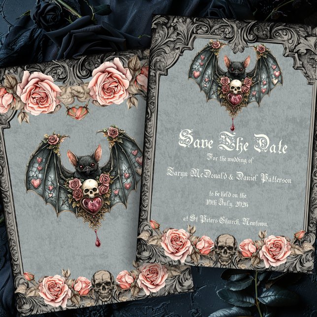 Gothic Bat Save the Date Card Einladung (Von Creator hochgeladen)