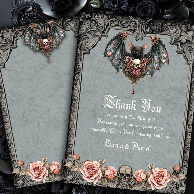 Gothic Bat Wedding danke Ihnen Karten (Von Creator hochgeladen)