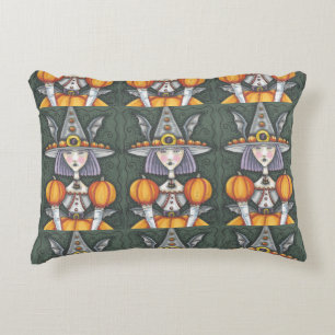 Gothic Bat Witch HALLOWEEN ACCENT PILLOW Zierkissen