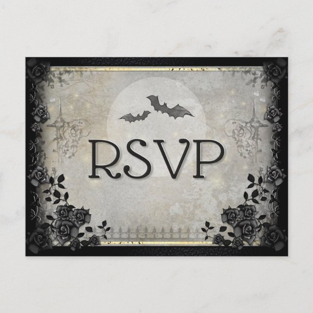 Gothic Bats Grey Halloween UAWG Menu PostCard Postkarte (Vorderseite)
