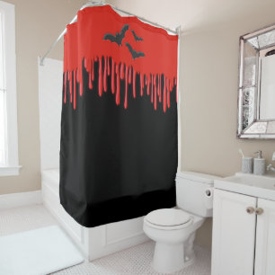 Gothic Bats & Red Dripping Blood Halloween-Party Duschvorhang