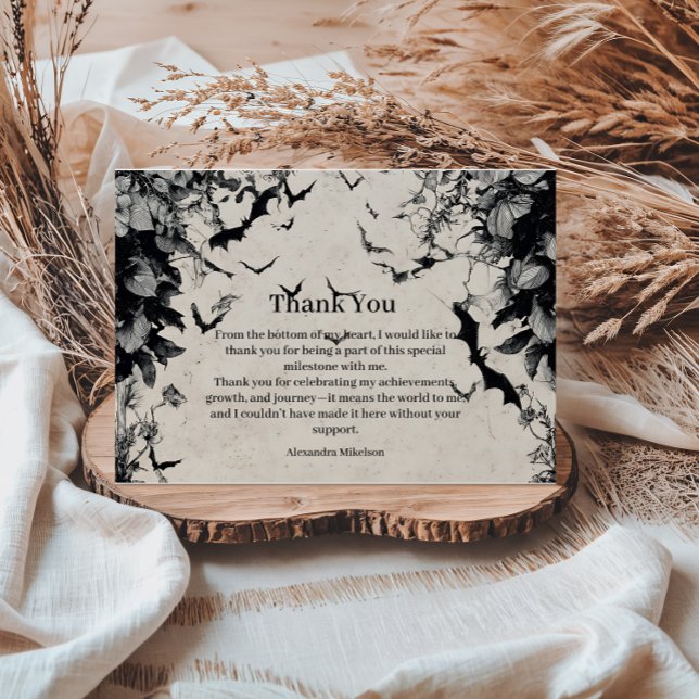 Gothic Bats & Roses Birthday Dankeskarte (Von Creator hochgeladen)