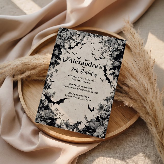 Gothic Bats & Roses Birthday Einladung (Von Creator hochgeladen)