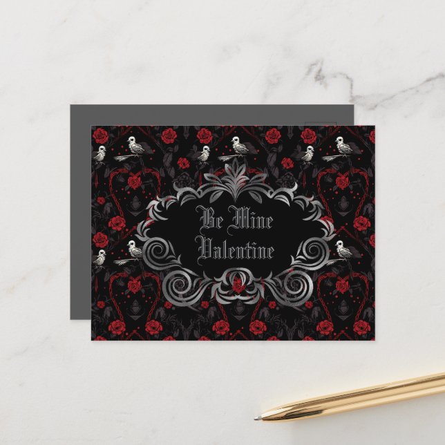 Gothic Be Minel Valentine  Postkarte (Vorderseite/Rückseite Beispiel)