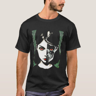 Gothic Beauty Half Face Half Skull Punk Grunge Got T-Shirt