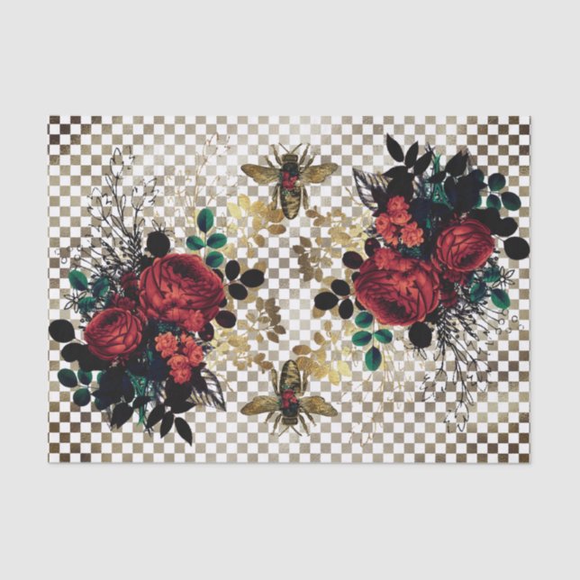 Gothic Bee & Rose Tissue Paper Seidenpapier (Vorderseite)
