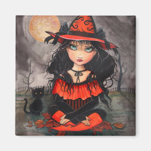 Gothic Big Eye Halloween Hexen Katzen Kunst Magnet
