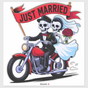 Gothic Biker Couple Just Married Aufkleber