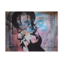 Gothic Birds Birdcage Veil Surreal Art Postcard