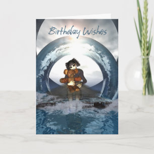 Gothic Birthday Card Little Goth Girl and Deaddy B Karte