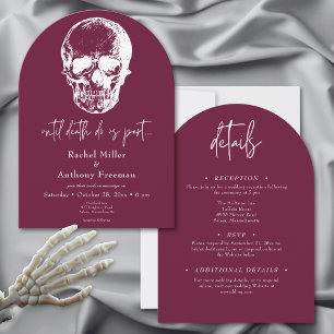 Gothic bis Death Skull Arch Hochzeit zwei Seiten Einladung