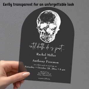 Gothic Bis in den Tod Totenkopf Bogen Hochzeit Acryleinladungen
