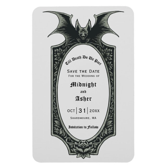 Gothic bis Tod machen uns Teil Bat Save the Date Magnet (Vertikal)