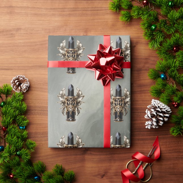 Gothic Black and Gold Lipstick Geschenkpapier (Feiertagsgeschenk)