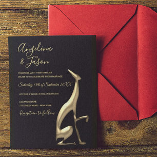 Gothic Black and Gold Wedding Einladung