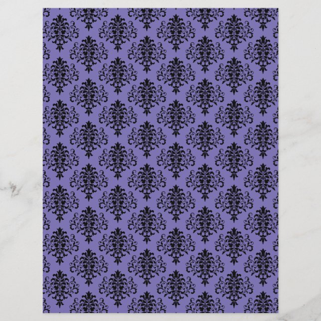 Gothic Black and Lila Damask Scrapbook Paper (Vorderseite)