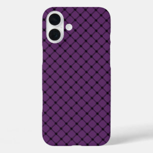 Gothic Black and Lila Pattern iPhone 16 Plus Hülle
