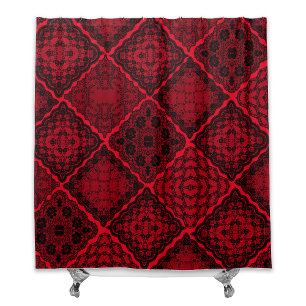 Gothic Black and Red Imitate Lace Quilt Duschvorhang