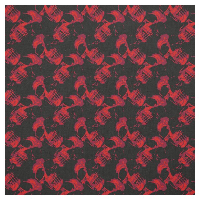 Gothic Black and Red Skulls Muster Stoff (Muster)