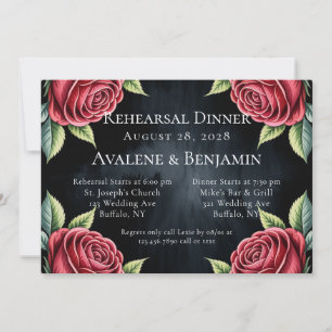 Gothic Black and Rote Rosen Probe Dinner Einladung
