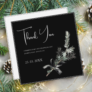Gothic Black and White Christmas Branch Dankeskarte