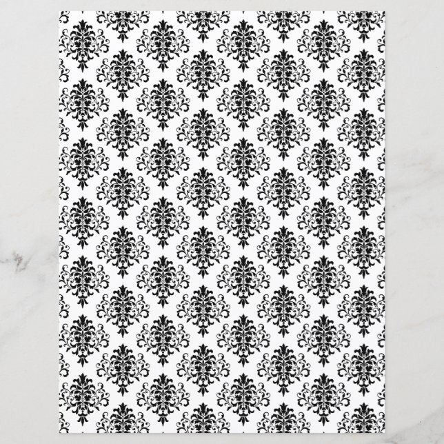 Gothic Black and White Damask Scrapbook Paper (Vorderseite)