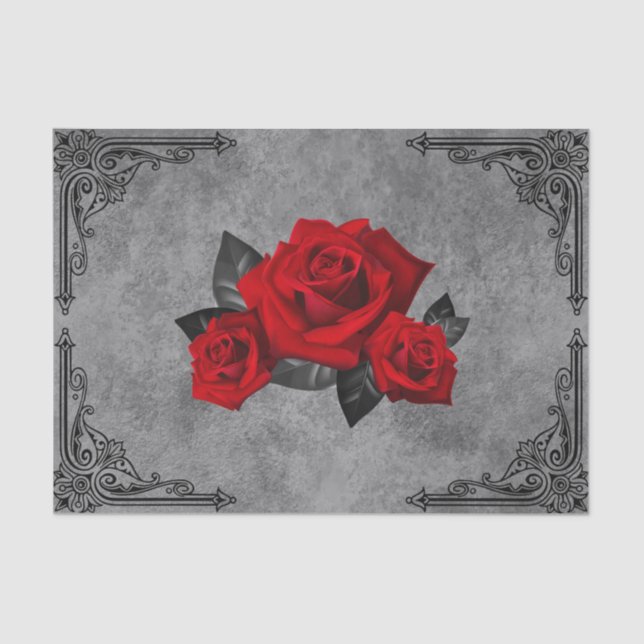 Gothic Black and White Rose Gewebe Seidenpapier (Vorderseite)
