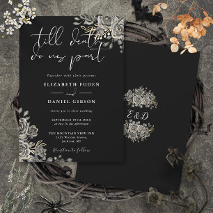Gothic Black and White Rosen Florale Hochzeit Einladung