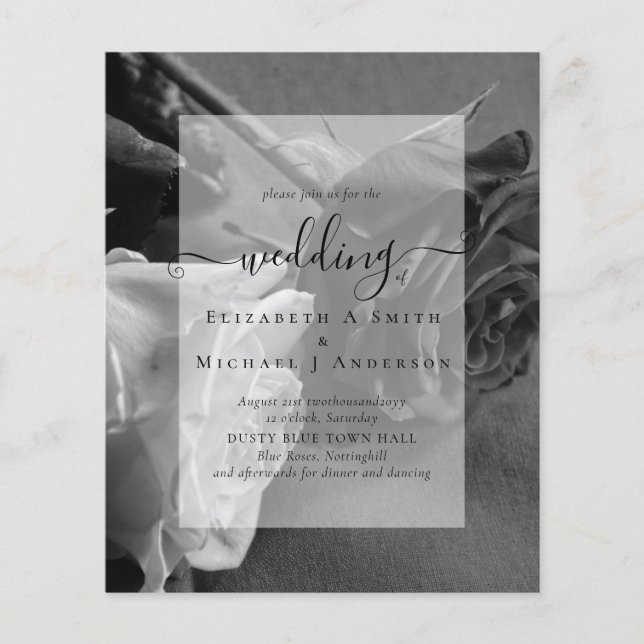 Gothic Black and White Roses Goth Wedding Einladun Flyer (Vorne)