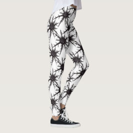 Gothic Black and White Thistle Pattern Halloween Leggings
