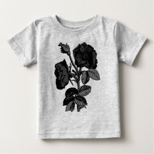 Gothic Black Antique Rose Baby T-shirt