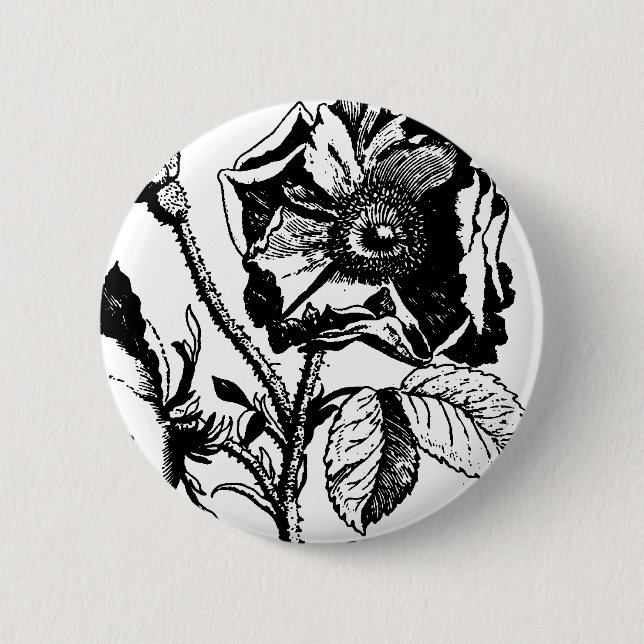 Gothic Black Antique Rose Button (Vorderseite)
