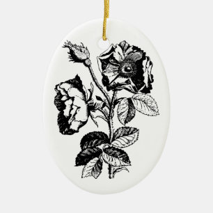 Gothic Black Antique Rose Keramikornament