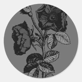 Gothic Black Antique Rose Runder Aufkleber