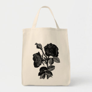 Gothic Black Antique Rose Tragetasche